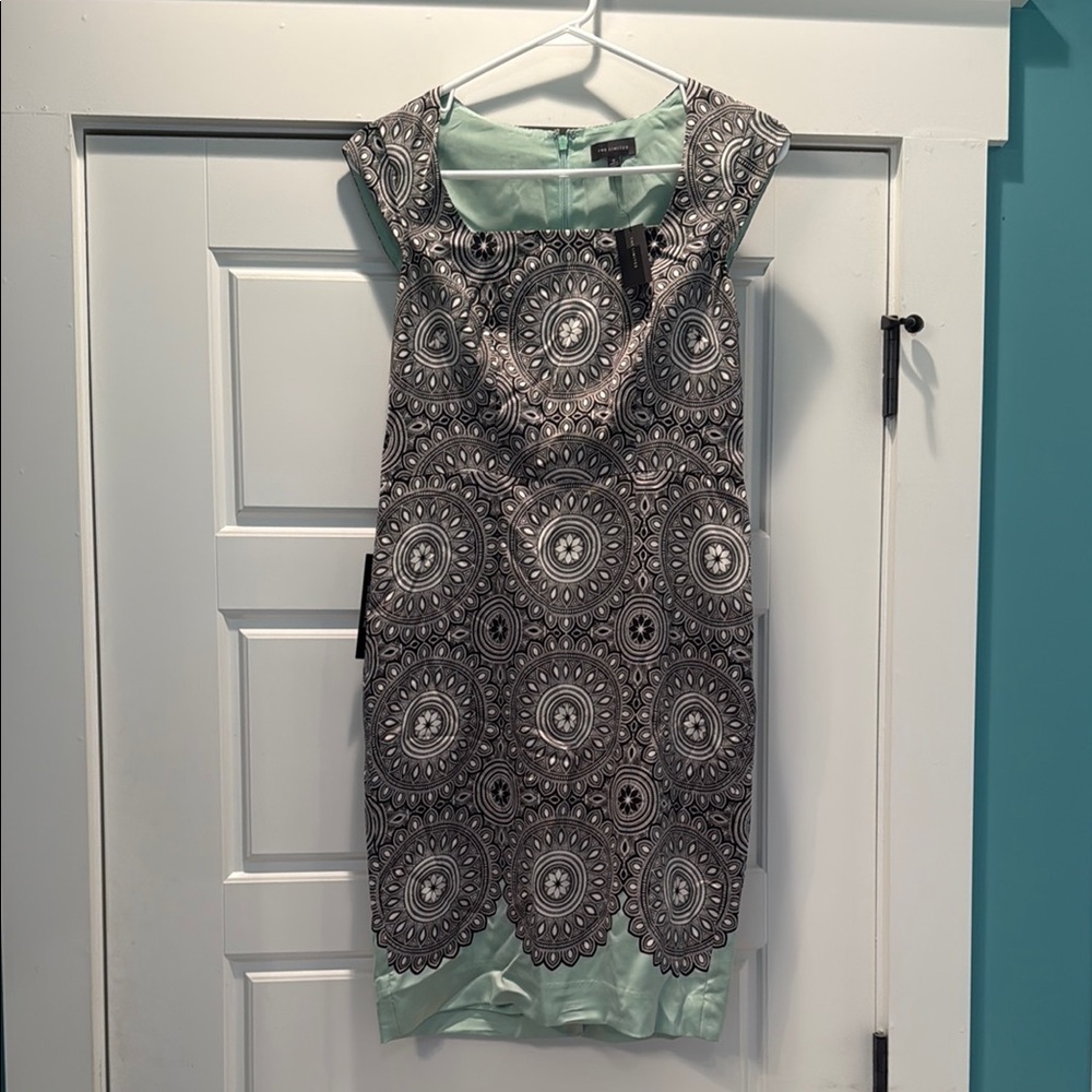 The Limited Patterned Mini Dress in Gray and Mint